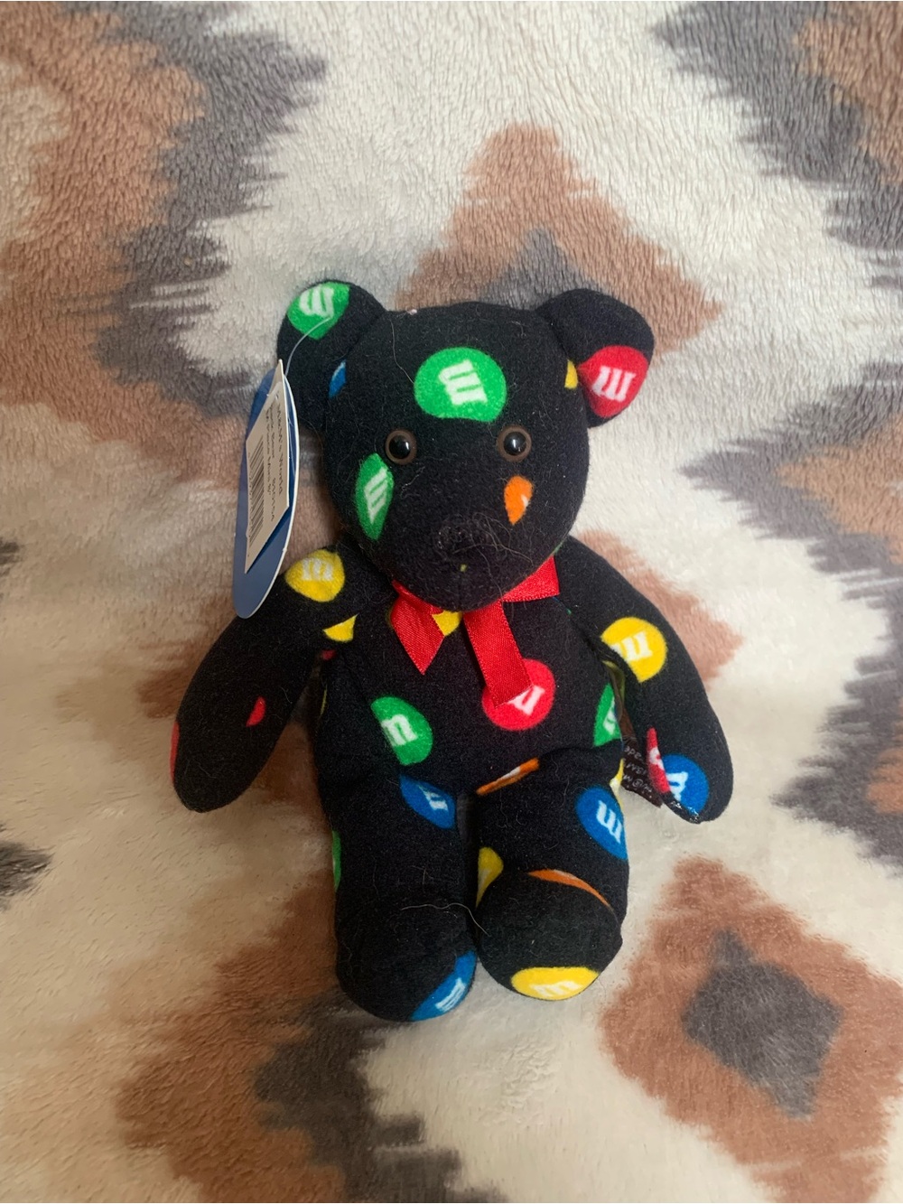 M&M's World Multicolored Candies Dog Plush Stuffed Animal Toy Black Y2K Collect